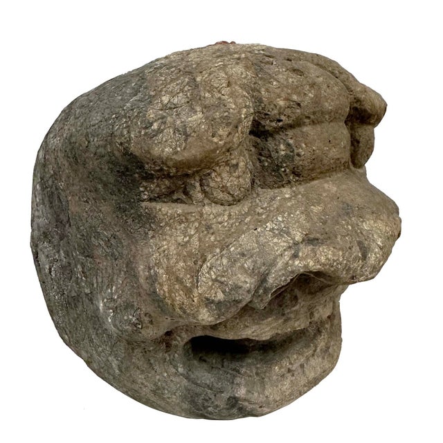 This magnificent Chinese Antique Carved Stone Heracles Head originally from Shaan Xi Province, in north east of China. It...