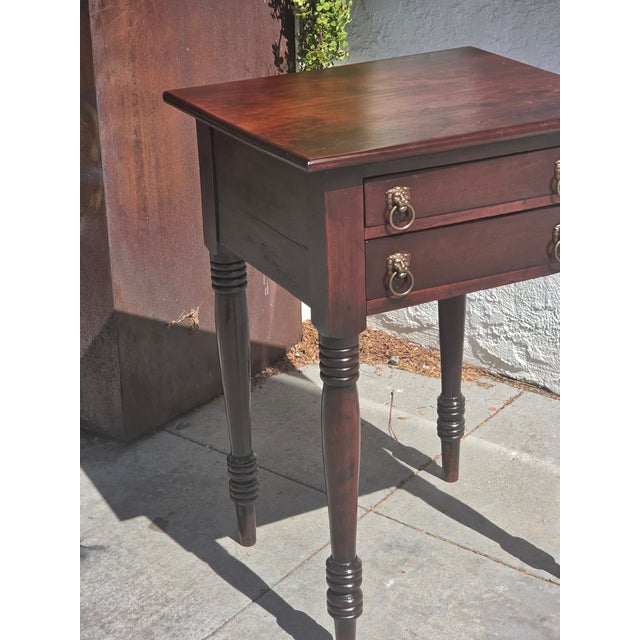 Antique 1840s Sheraton Work Table Lamp Table Nightstand For Sale In San Diego - Image 6 of 9