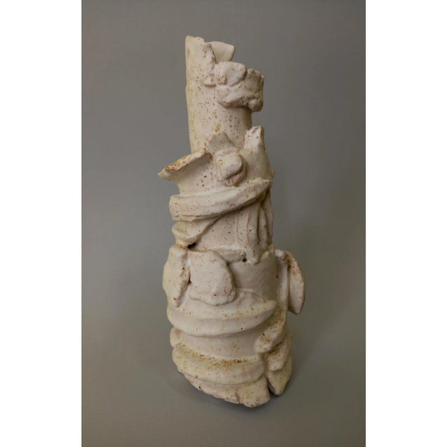 White 13.2" One-of-a-Kind Neutral Palette Ceramic Sculptural Lamp by Diane Grant / Earth Tones For Sale - Image 8 of 10