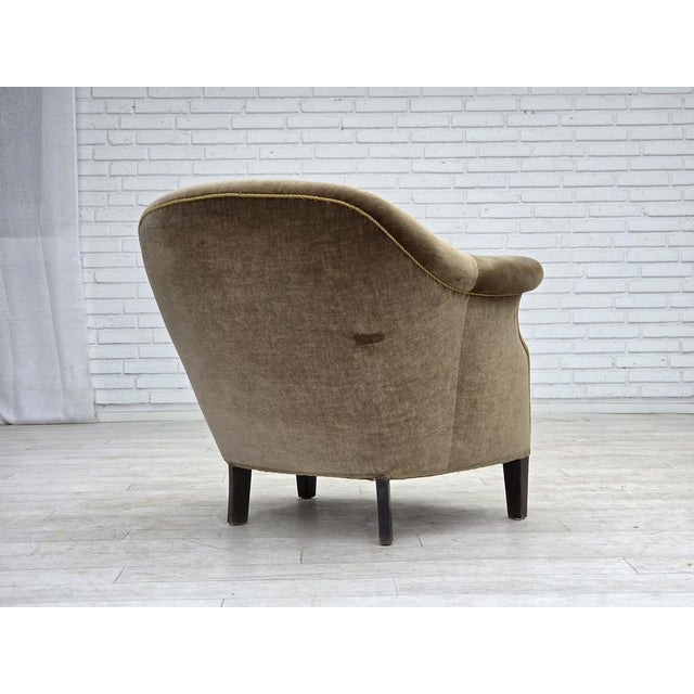 Danish Armchair in Green Furniture Velour, 1960s For Sale - Image 11 of 18