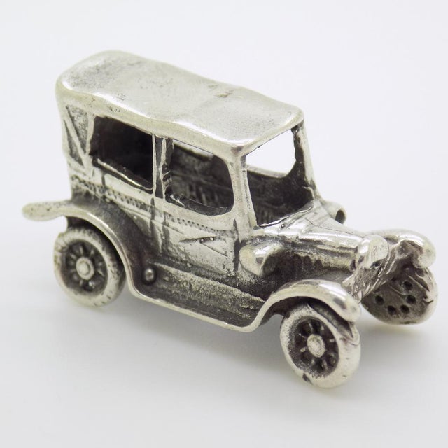 Vintage Italian Handmade Genuine Silver Classic Car Dollhouse Miniature, 1970s For Sale - Image 3 of 11