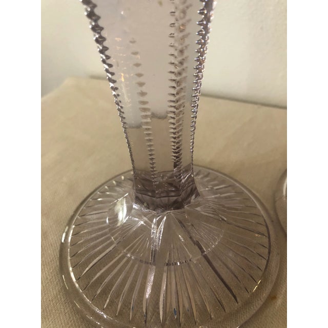 Victorian Antique Brilliant Cut Glass Trumpet Vases- a Pair For Sale - Image 3 of 7