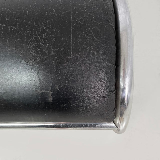 Italian Modern Black Faux Leather and Steel Lounge Chair, 1980s For Sale - Image 13 of 16