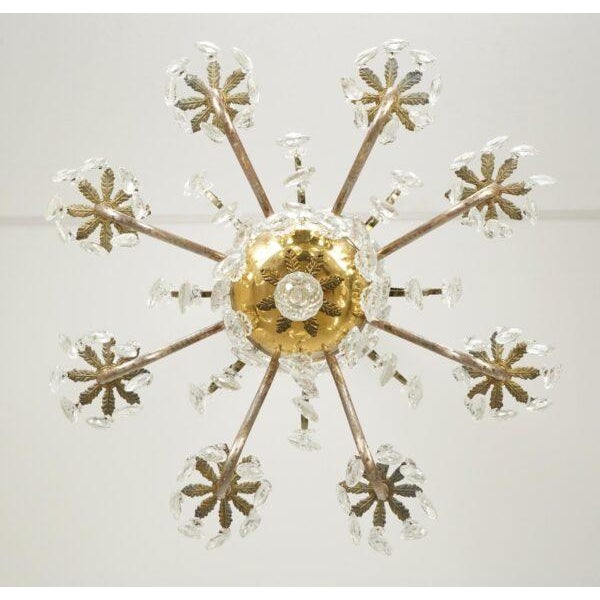 Brass Mid 20th Century Rococo Revival Eight Arm Scalloped Crystal Chandelier For Sale - Image 8 of 11