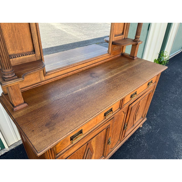 American Antique Arts and Crafts Quartersawn Oak Sideboard Buffet For Sale - Image 3 of 12