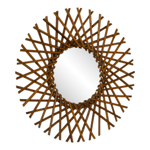 Italian Rattan Sunburst Mirror, Mid 20th Century