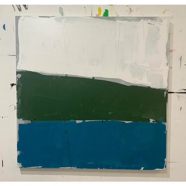 Abstract Sarah Trundle, Contemporary Abstract Landscape Painting, "Lakeside" For Sale - Image 3 of 7