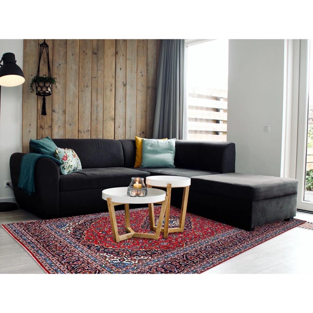 1960s 1960 Red Worn Wool Hand Knotted Vintage Persian Kashan Dense Weave Pure Wool Soft Rug For Sale - Image 5 of 12