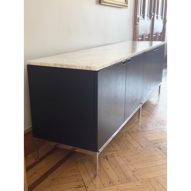 2000 - 2009 Florence Knoll Credenza in Ebonized Oak With Calacatta Marble Top For Sale - Image 5 of 9