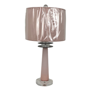 Pink and Black Murano Glass and Lucite Table Lamps With Pink Shade