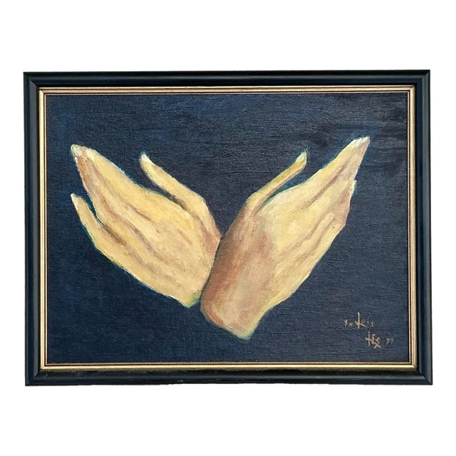 Vintage Regency Original Oil Painting of Hands For Sale