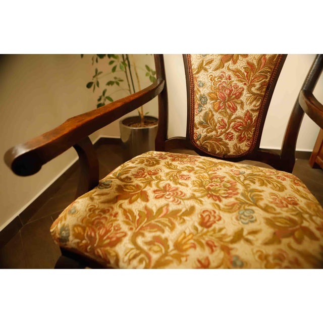 Antique Queen Anne Revival Carver Armchair with Floral Tapestry Upholstery, 1890s For Sale - Image 14 of 18