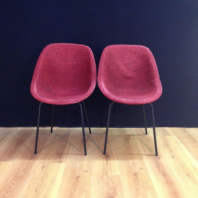 Set of Pink Chairs by Genevieve Dangles-Christian Defrance for Burov, 1950s, Set of 2, in Worn conditions. Designed 1950...