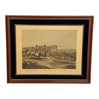 Antique English Bachelor's Hall Fox Hunt Framed Art Lithograph For Sale