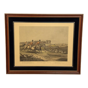 Antique English Bachelor's Hall Fox Hunt Framed Art Lithograph