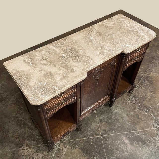 Antique French Louis XV Display Buffet With Travertine Top For Sale - Image 16 of 18