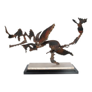 Oregon Pacific Northwest Artist Brutalist Bronze "Charging Animal" Sculpture by Tom Hardy, 1985
