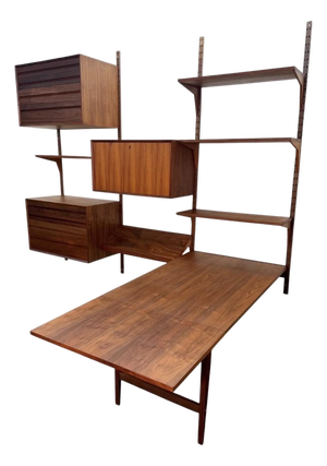 Refinished Danish Modern Poul Cadovius Cado Wall Unit W Dropleaf Desk