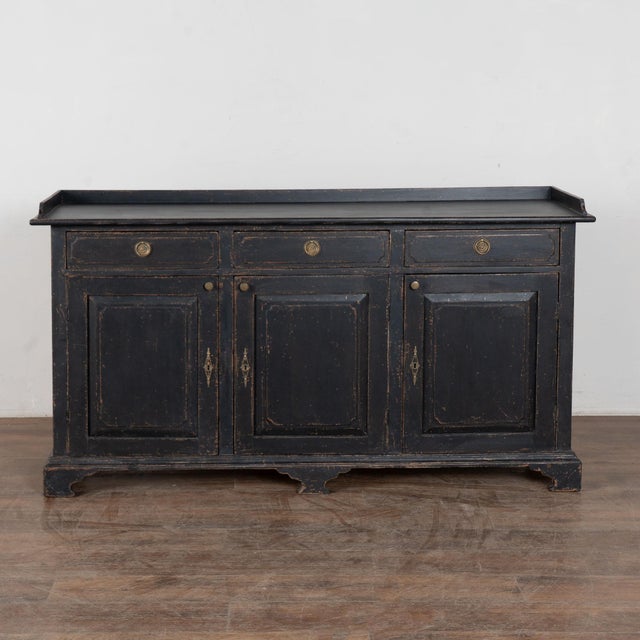 Gustavian (Swedish) 19th Century Swedish Black Painted Pine Sideboard Buffet For Sale - Image 3 of 14