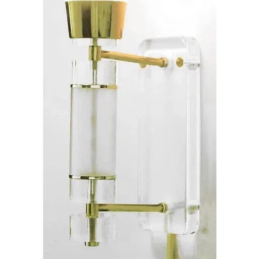 Extraordinary 24" Lucite, Brass & Glass Wall Sconces - a Pair For Sale In Chicago - Image 6 of 7