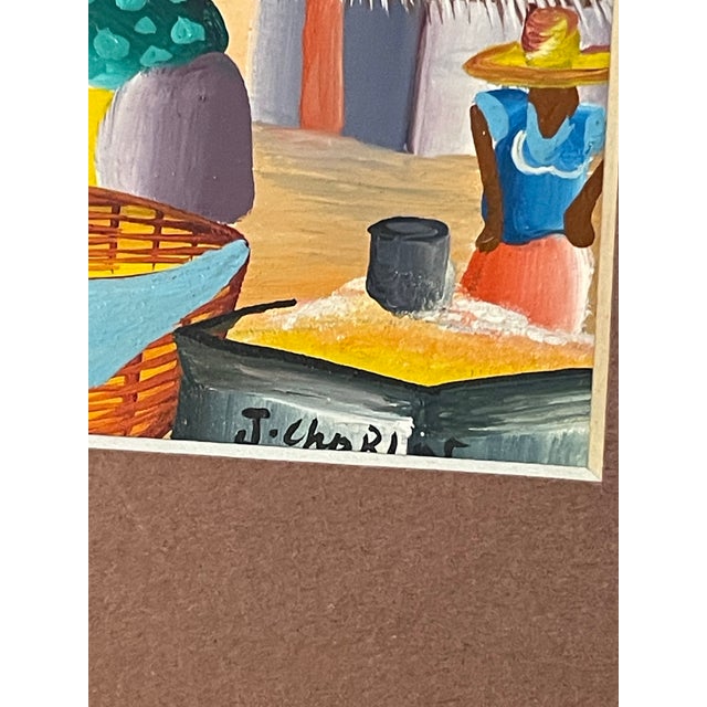 1980s Haitian Miniature Oil Signed Framed Matted For Sale - Image 9 of 11