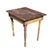 Early American turned legged, side tables. Wonderful old paint, buttery yellow over green. Four board top. Mismatched legs...