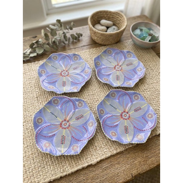 South African Handmade & Hand-Painted Ceramic Serving Plate - Set of 4 For Sale - Image 10 of 12