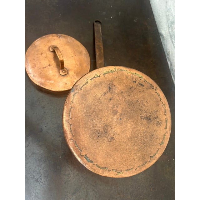 Antique French Dovetailed Copper Saucepan With Iron Handle & Lid For Sale - Image 10 of 13