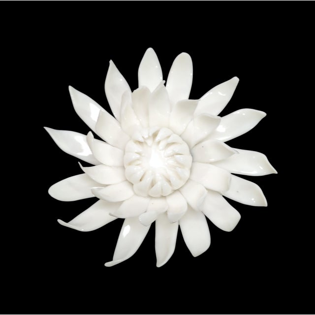 Ceramic 3d Ceramic Porcelain Flower Wall Decor Set - 5 Piece Mixed Floral Wall Hangings Peony Rose Daisy White For Sale - Image 7 of 12