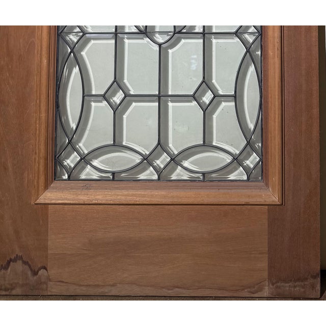 Early 20th Century Mahogany "Antique" Leaded Glass Door - Oval Sunburst For Sale - Image 5 of 5