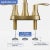 Brushed Gold Bathroom Sink Faucet 3 Holes 4in Centerset Vanity Mixer With Drain For Sale - Image 6 of 11
