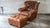 Mitchell Gold Restoration Hardware Churchill Cigar Leather Luxe Writer's Chair and Ottoman For Sale - Image 4 of 13