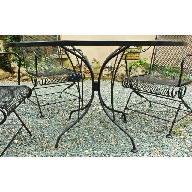 Vintage Mid Century Wrought Iron Patio Table Chairish