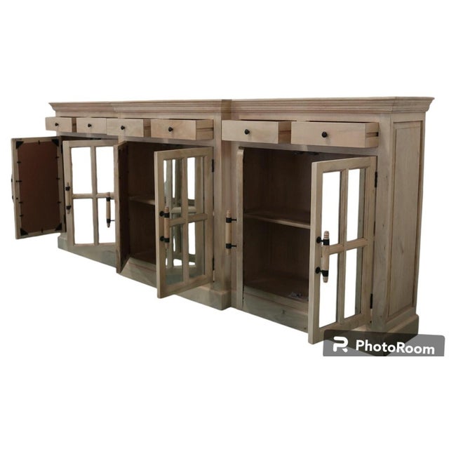 Contemporary Mirror Door Breakfront Credenza For Sale - Image 3 of 4