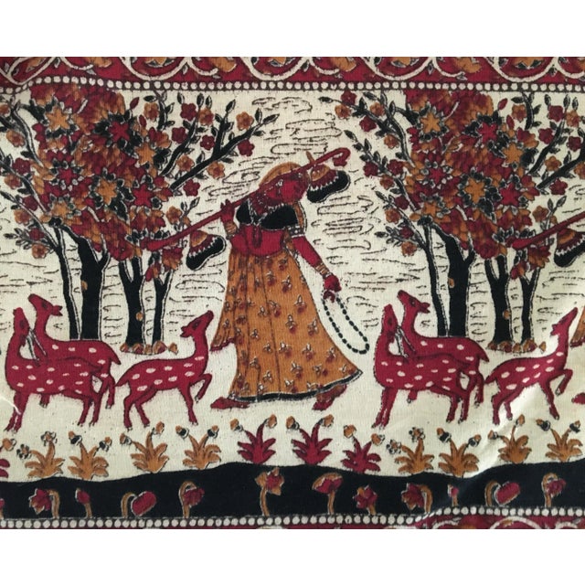 Maroon Vintage Indian Block Print Throw or Tablecloth For Sale - Image 8 of 12