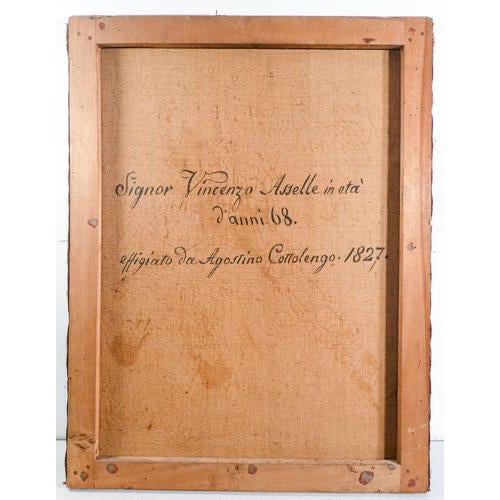 Agostino Cottolengo, Portrait of a Man, 1827, Oil Painting, Framed For Sale - Image 11 of 18