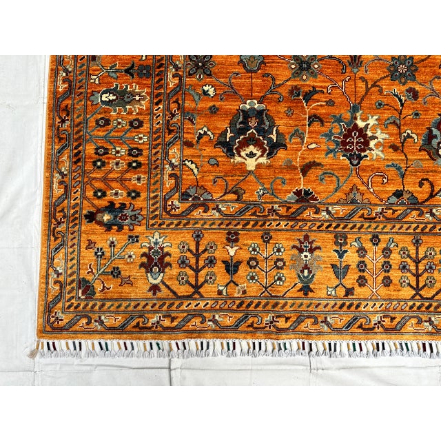 Textile Rust Afghan Sultani Hand-Knotted Wool Rug - 9'8" X 8'1" For Sale - Image 7 of 14