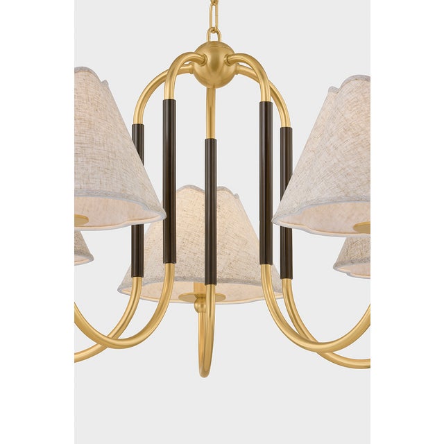 Brass Mitzi Janie 33 in. 5 Light Chandelier in Aged Brass and True Bronze Finish For Sale - Image 8 of 9