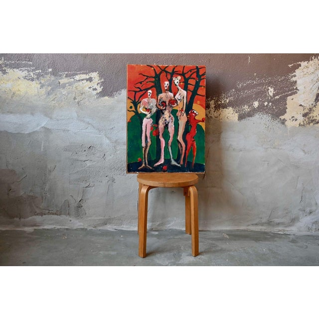 Wicki, Nude Composition, 1980s, Oil on Paper on Melamine For Sale - Image 9 of 9