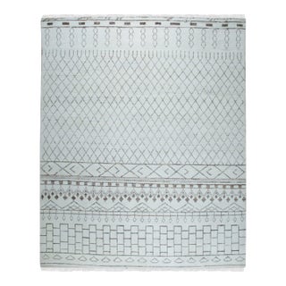 9x12 New Jasmine Moroccan Beni Ourain Design Ivory Hand Knotted Wool Carpet Rug For Sale