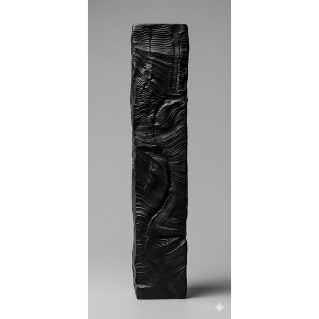 Large Mid-Century Brutalist Column Vase in Black Bisque Porcelain by Martin Freyer for Rosenthal, 1970s For Sale - Image 11 of 11
