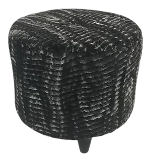 Stool in the Style of Jean Royére in a Faux Chinchilla Print Fur
