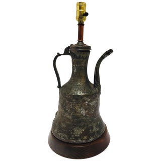 19th Century Middle Eastern Dallah Arabic Copper Coffee Pot Table Lamp For Sale