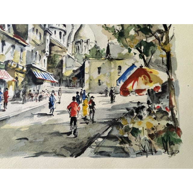 Mid-20th Century Parisian View of Paris Watercolor Print by Artist G. Lelong For Sale - Image 13 of 15