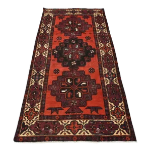 Luri Rug 5' X 9'6'' Red Wool Semi-Antique Tribal Hand-Knotted Oriental Carpet