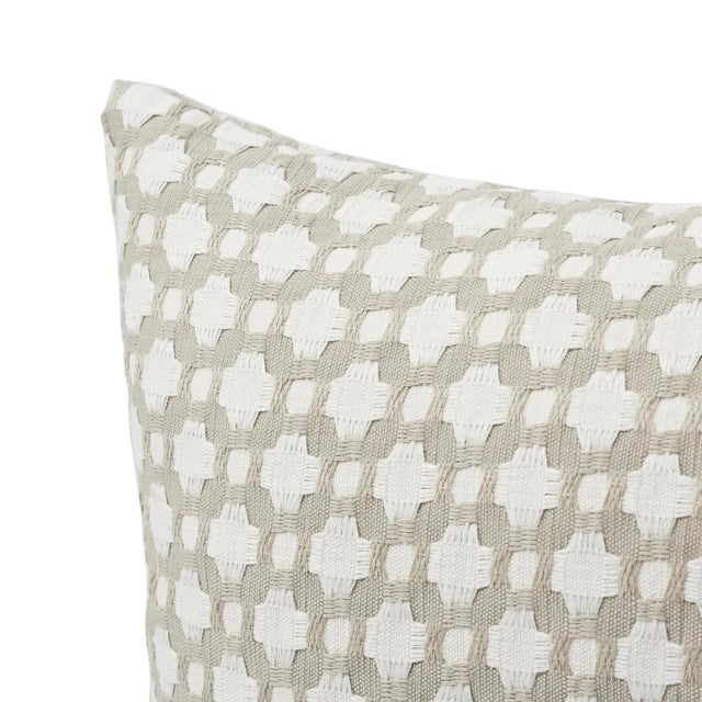 Transitional Schumacher X Celerie Kemble Betwixt 16" Pillow in Stone & White For Sale - Image 3 of 5