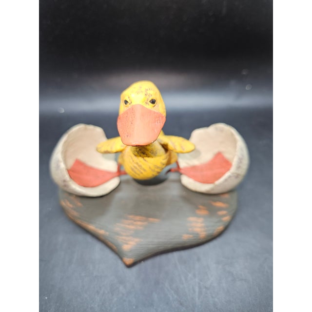 Vtg 2000 American Chestnut Folk Art Duck Figurine, Artist Peter Bretz