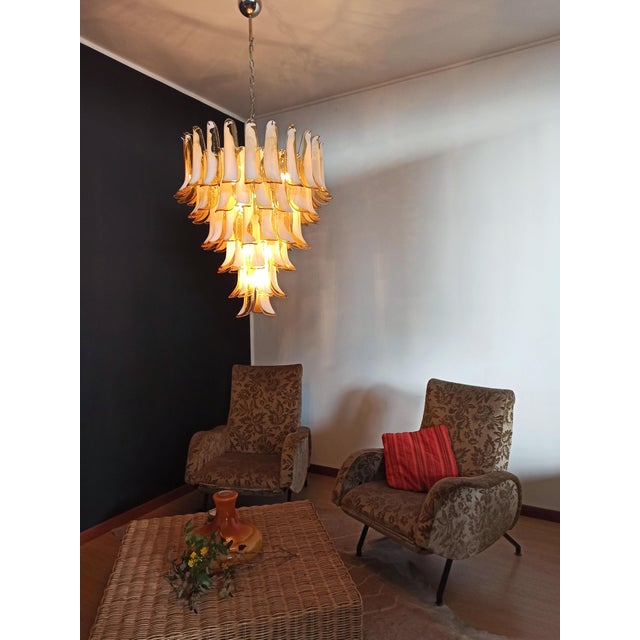 Vintage Italian Murano Chandelier with Caramel Glass Petals in the style of Mazzega, 1990 For Sale - Image 10 of 17