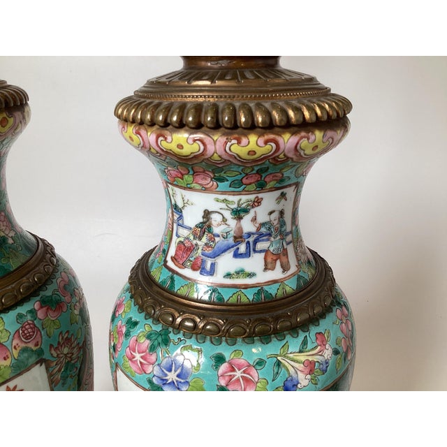 Stunning Early 19th Century Chinese Export Bronze Mounted Lamps - a Pair For Sale - Image 11 of 13