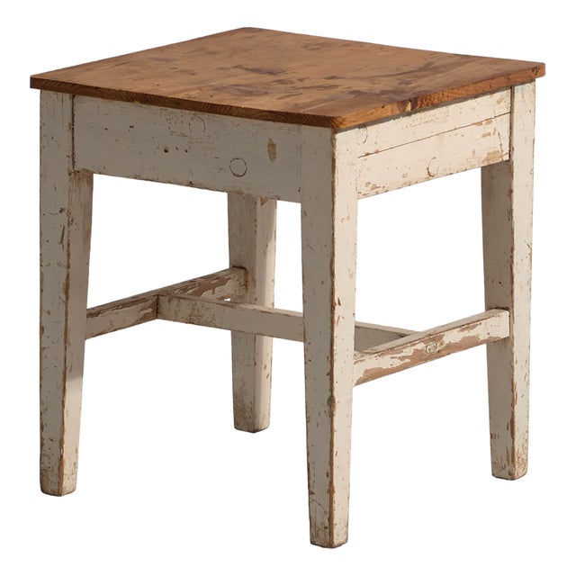 Vintage White Wooden Side Table, 1920 For Sale